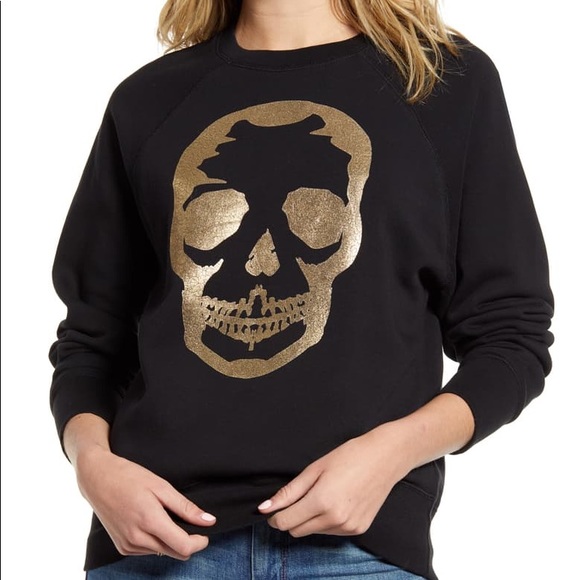ZADIG & VOLTAIRE BNWT Gold Skull Sweatshirt Medium - Picture 2 of 10